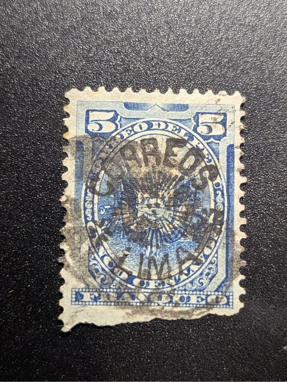 PERU Classic 5c Stamp "Correos Lima" Overprint LIMA Postmark #567